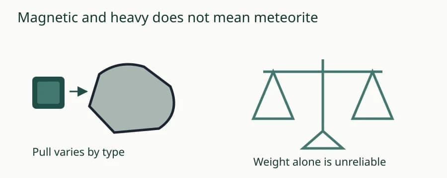 Magnet beside a stone and a balance symbol for weight comparison