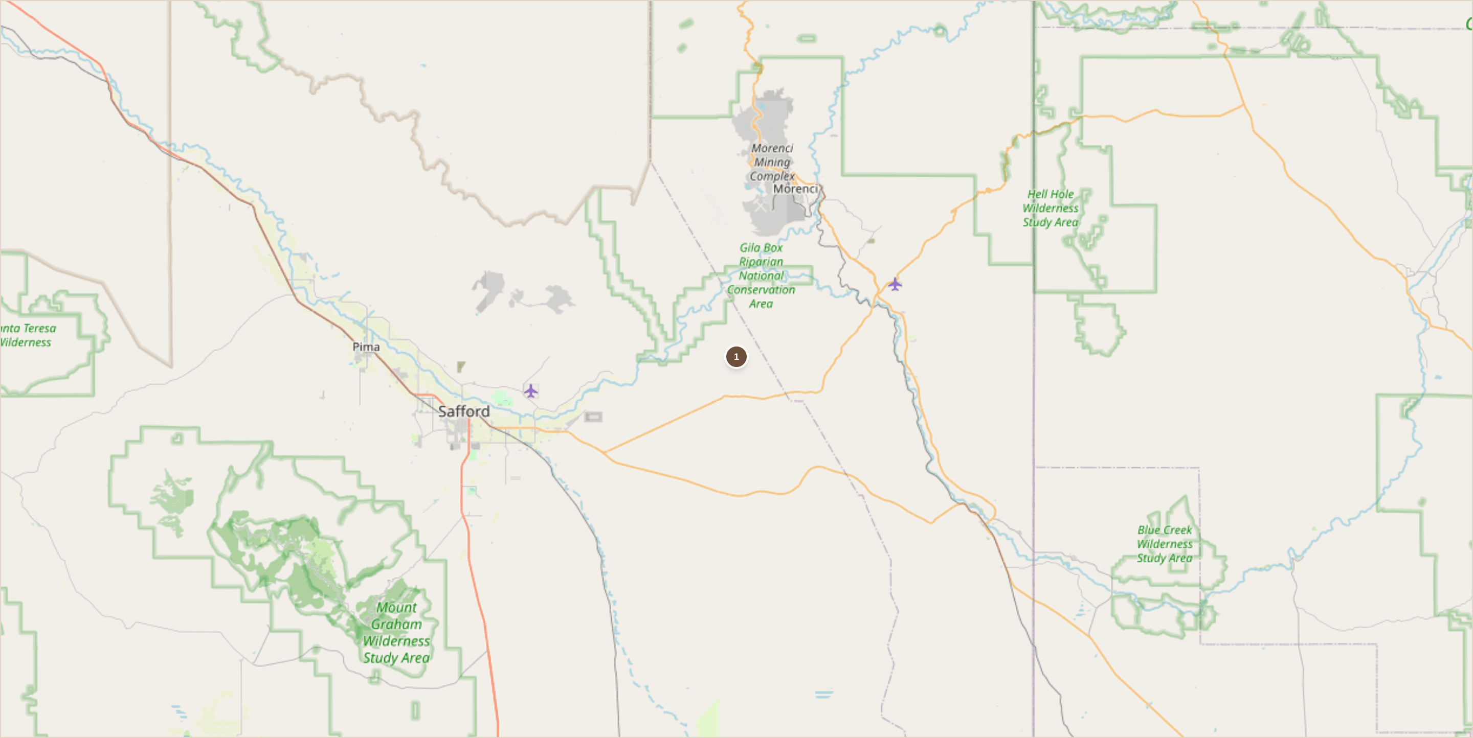 Rockhounding location map for Black Hills Rockhound Area, Arizona