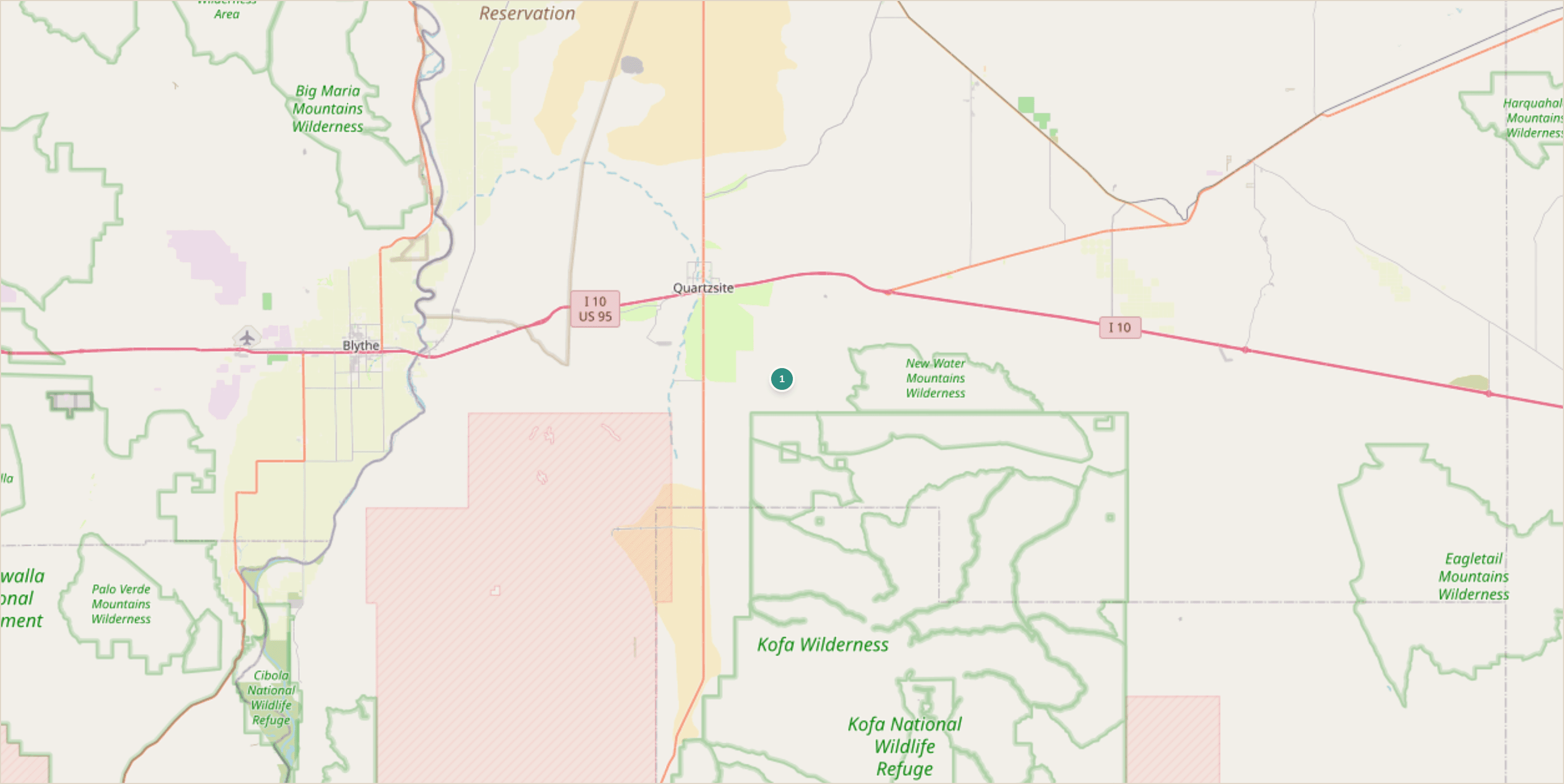 Rockhounding location map for Crystal Hill Area, Arizona
