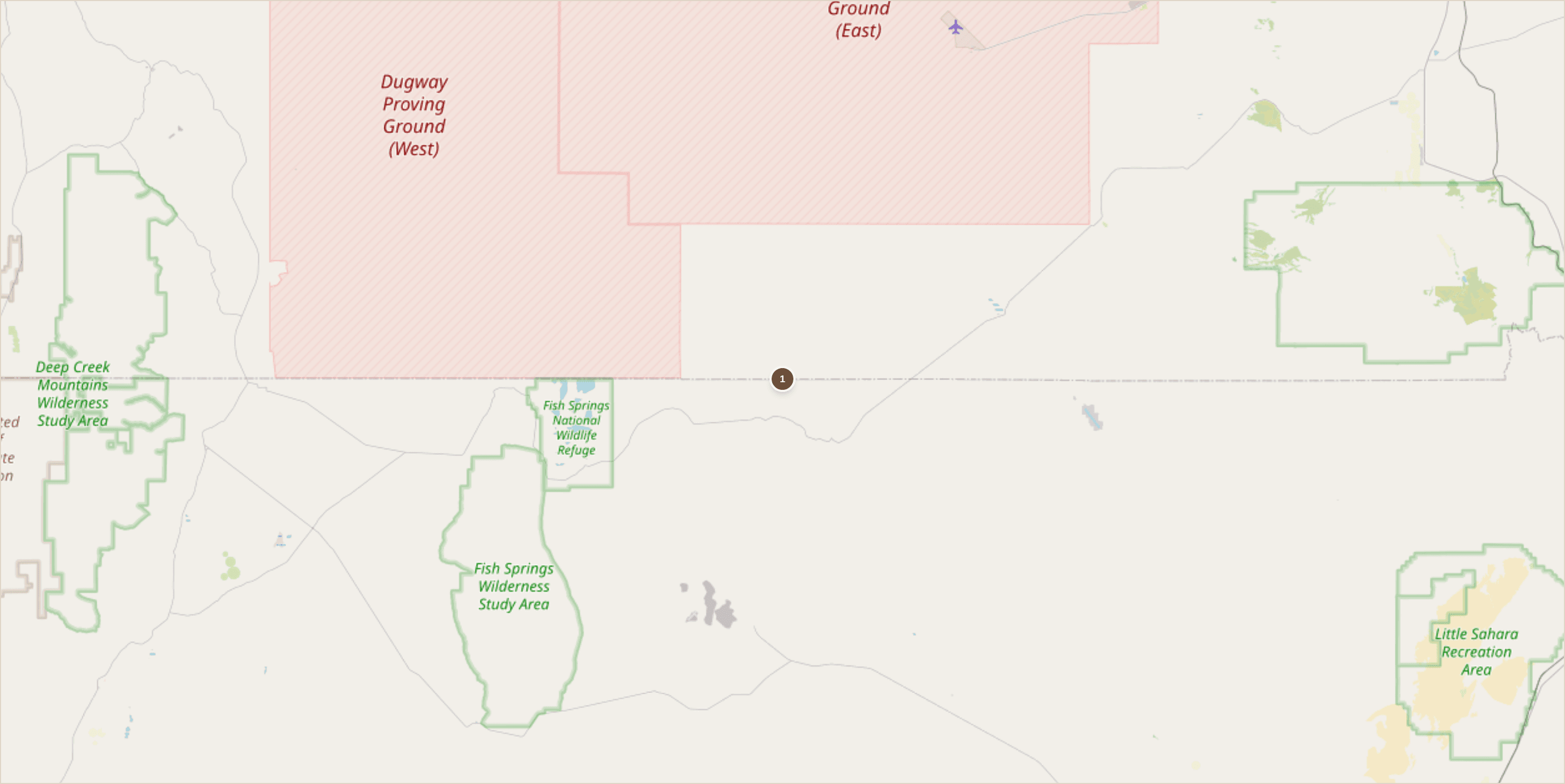 Rockhounding location map for Dugway Geode Beds, Utah