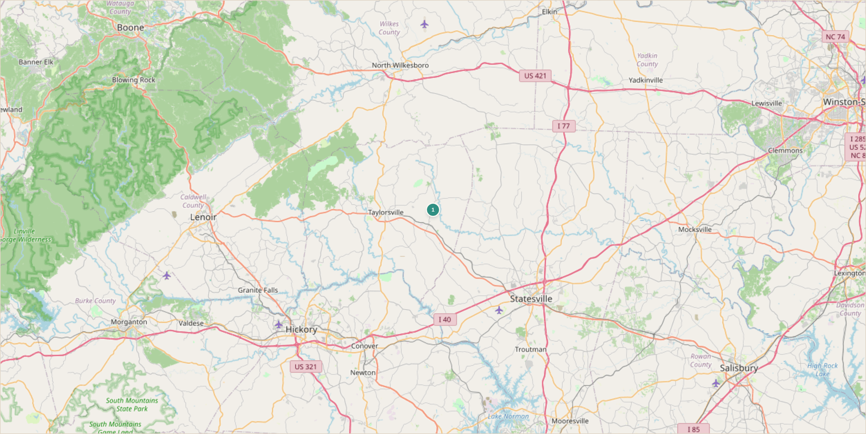 Rockhounding location map for Emerald Hollow Mine, North Carolina