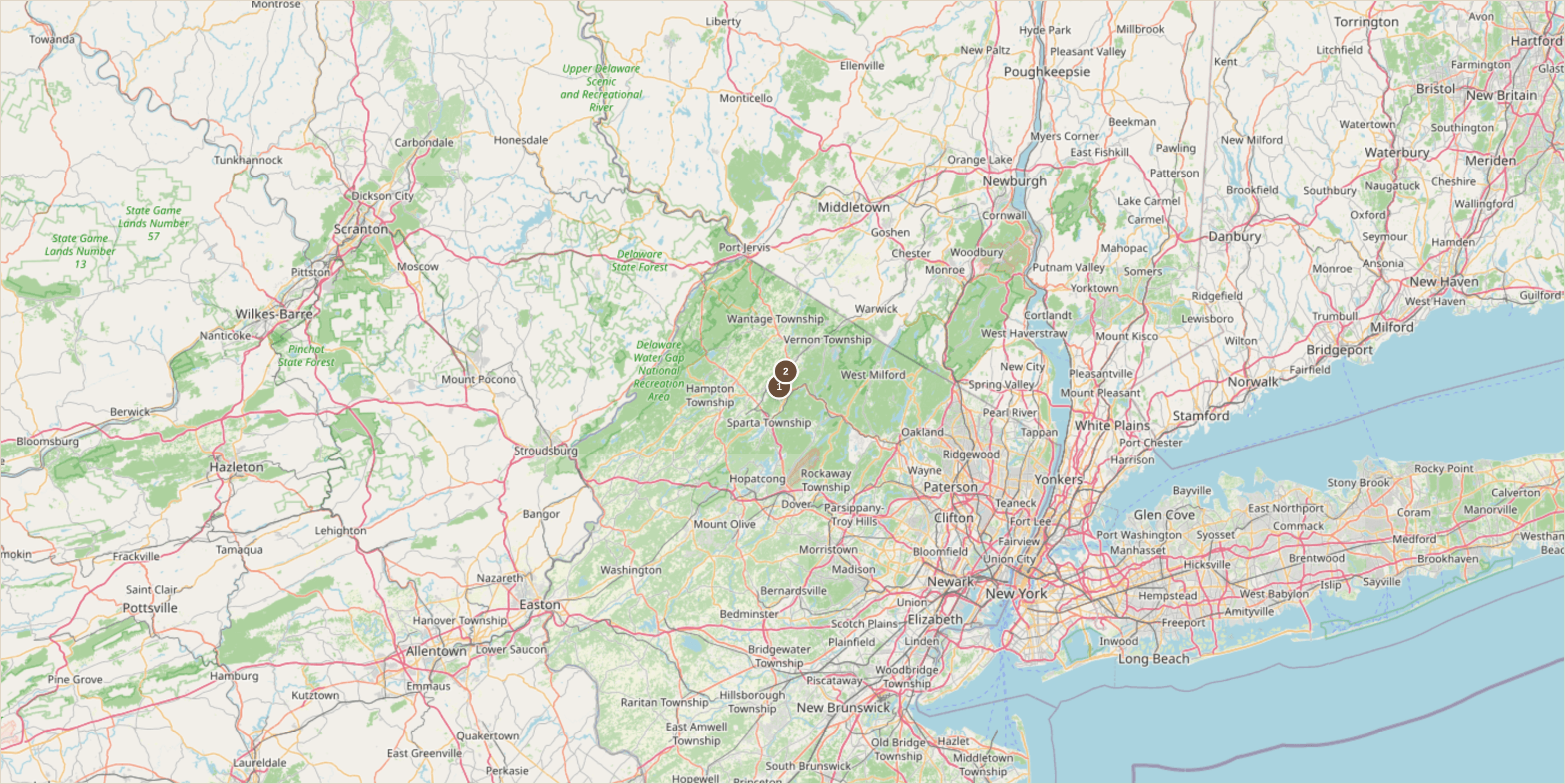 Rockhounding location map for Franklin & Sterling Hill Mines, New Jersey