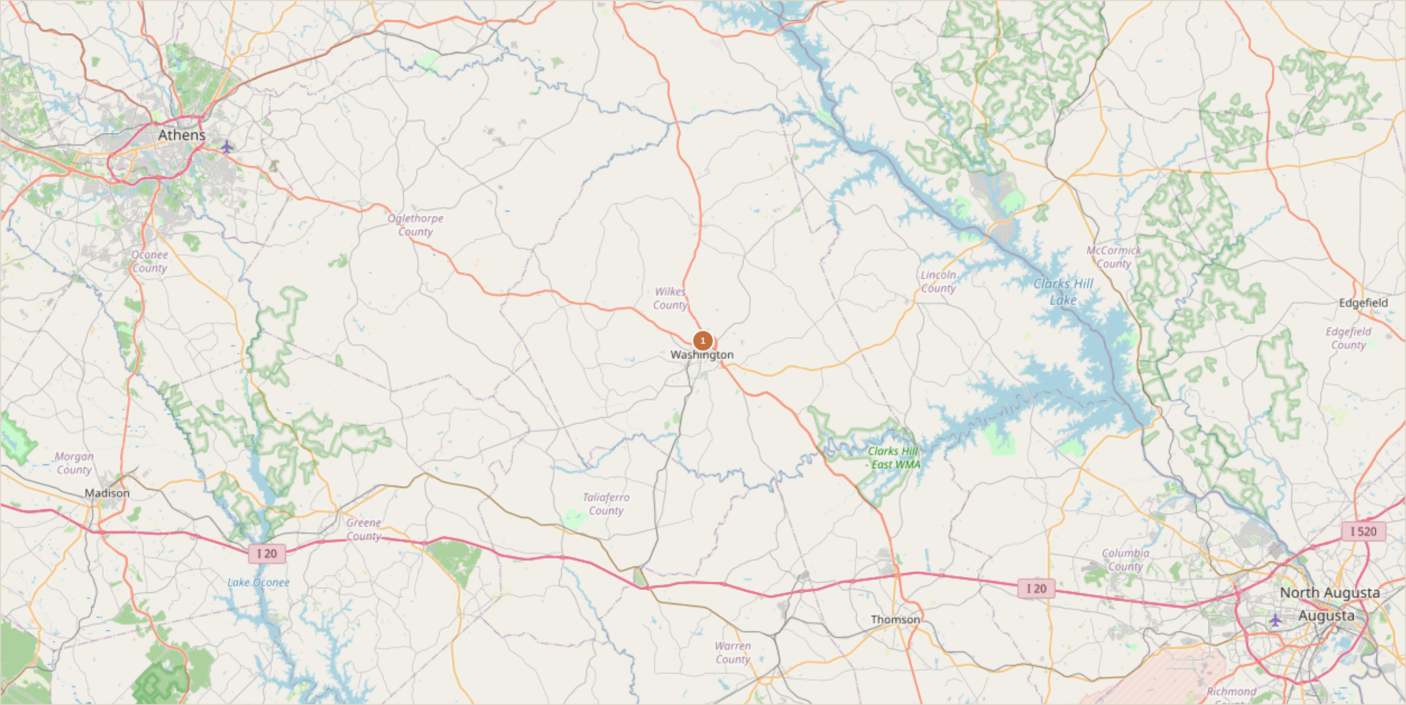 Rockhounding location map for Graves Mountain, Georgia