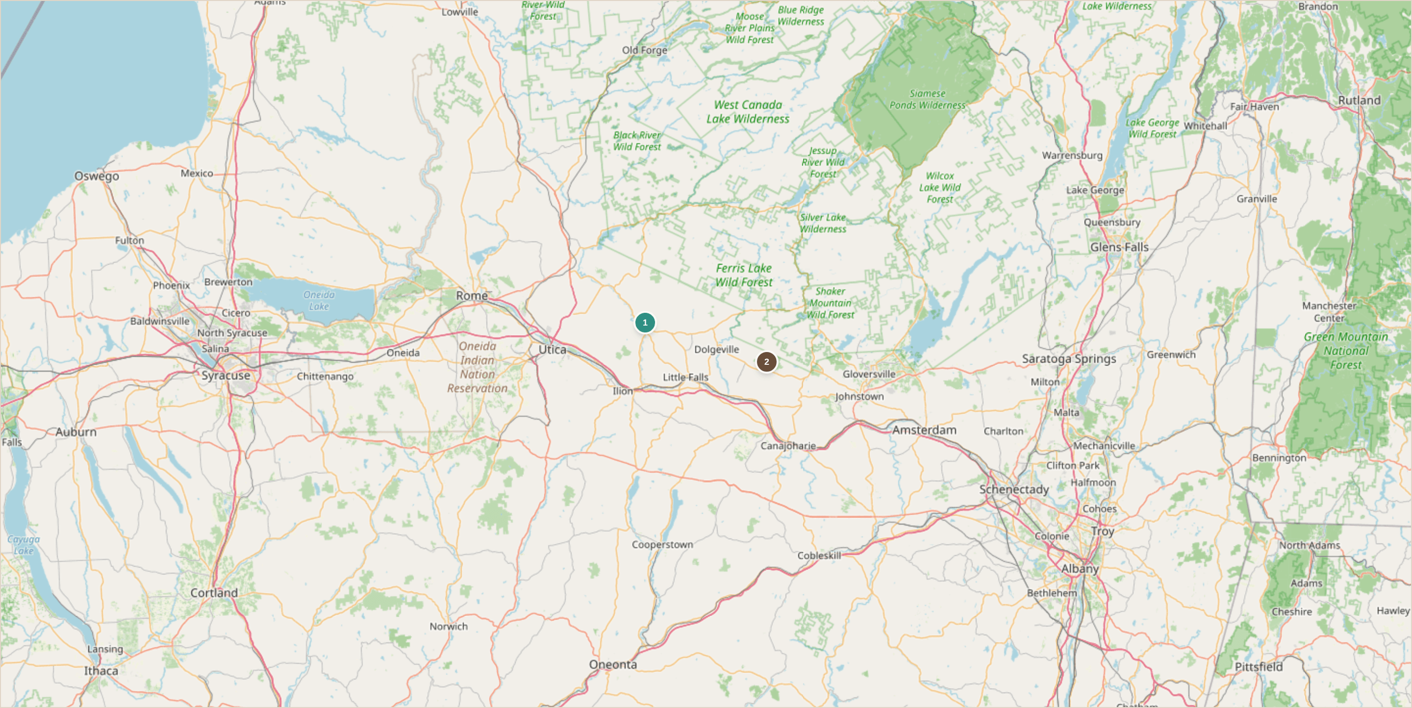 Rockhounding location map for Herkimer Diamond Mines, New York