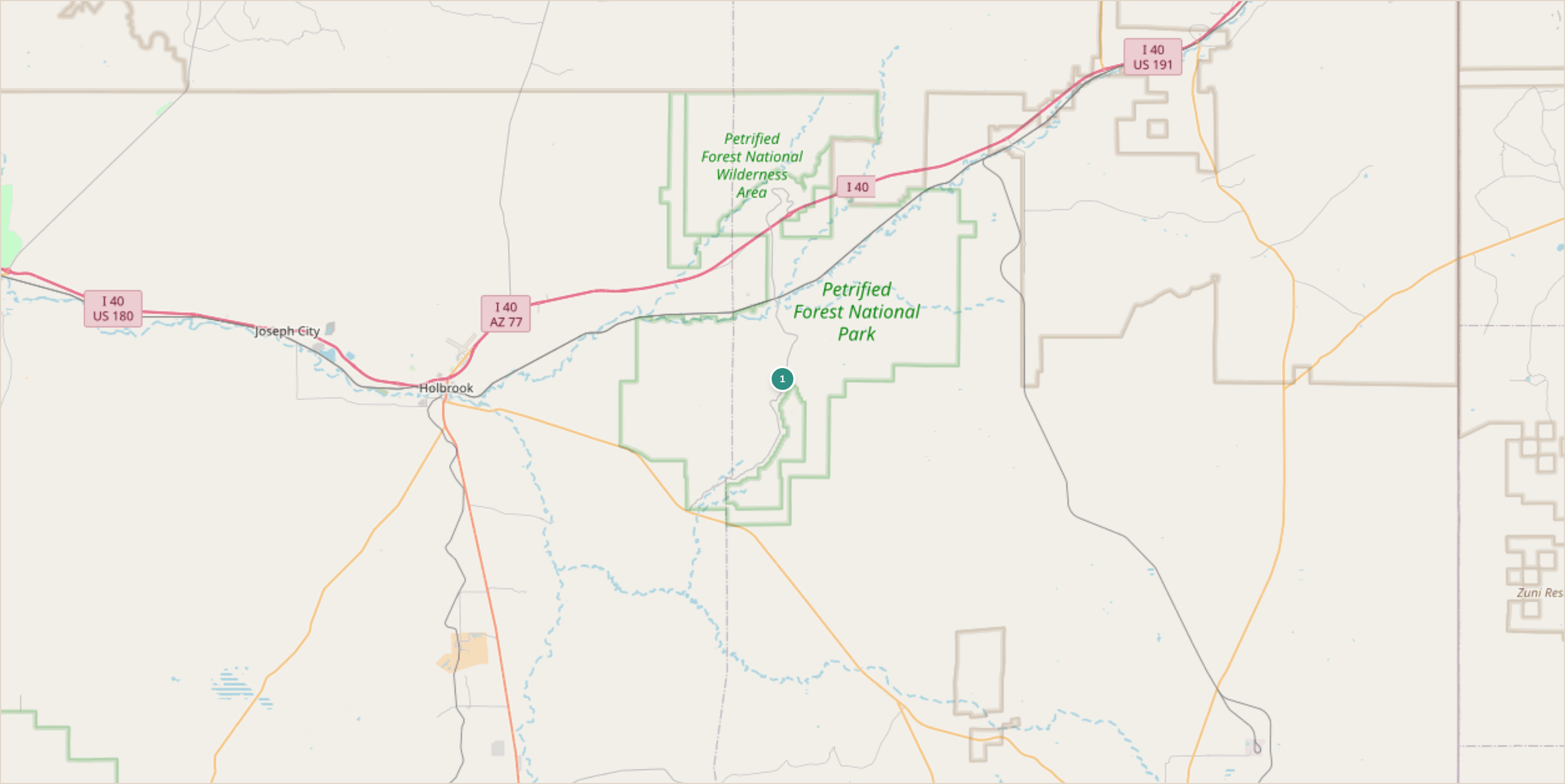 Rockhounding location map for Holbrook-area Petrified Wood Ground, Arizona