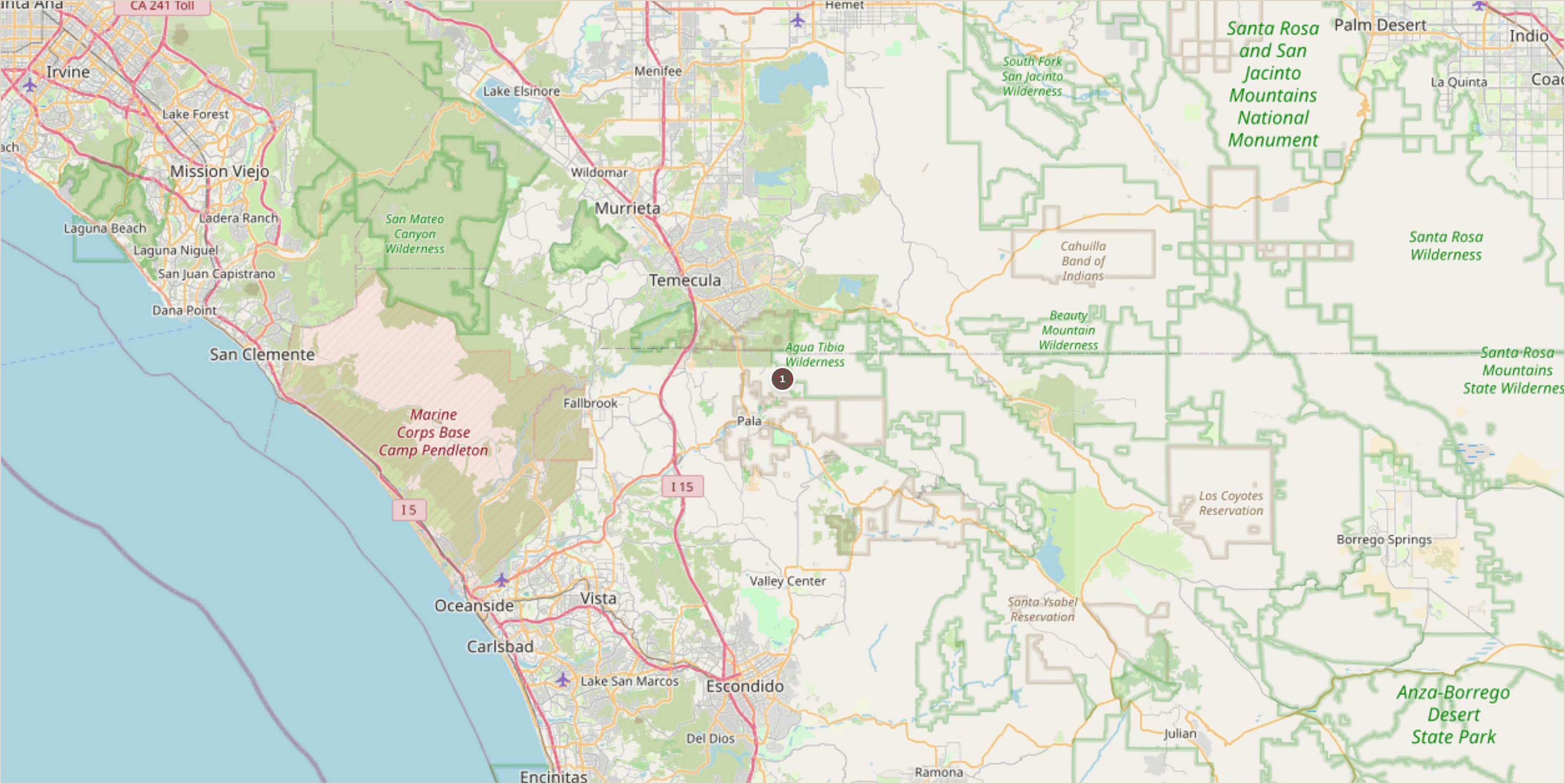 Rockhounding location map for Oceanview Mine, California