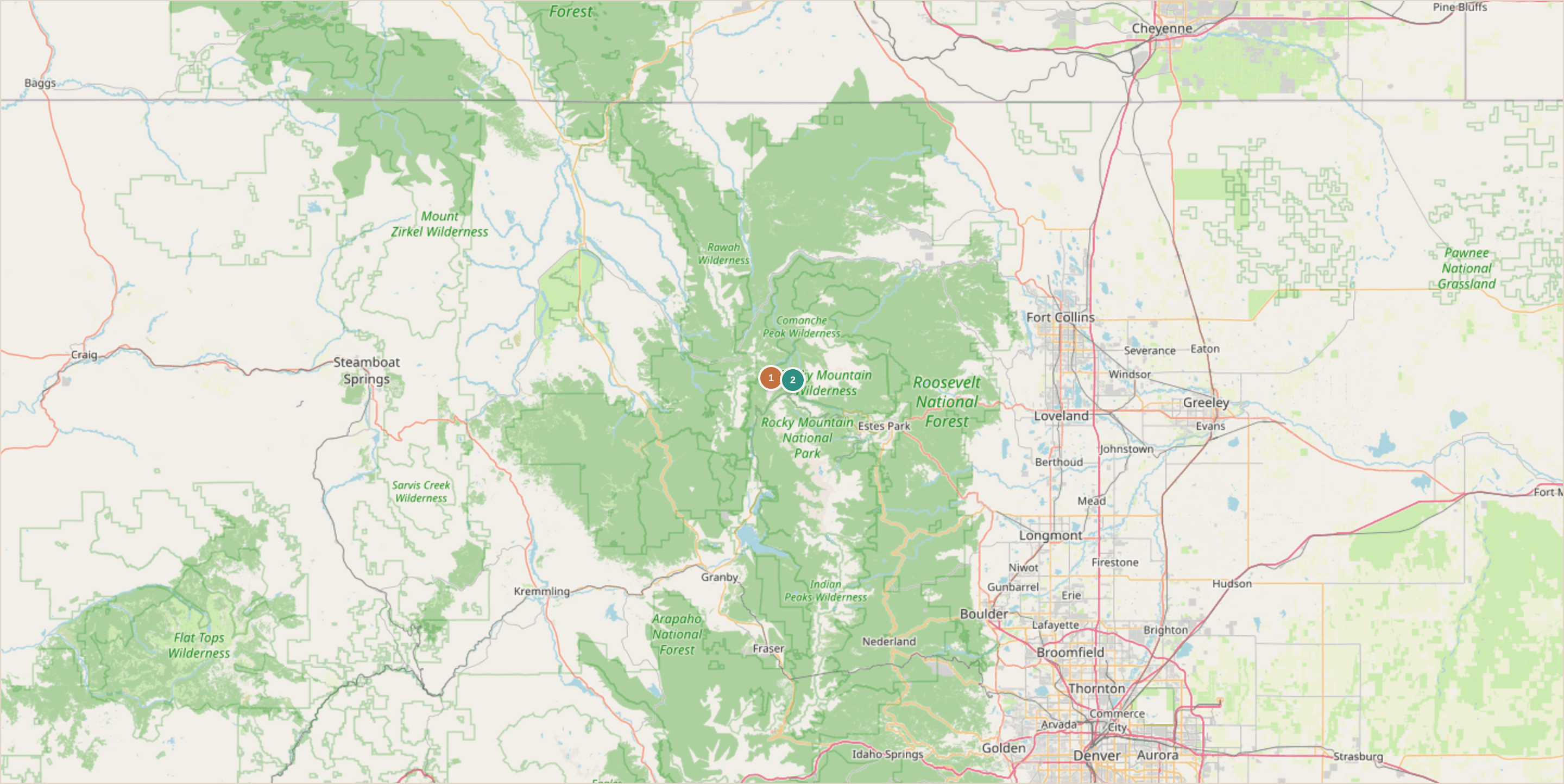 Rockhounding location map for Specimen Mountain Area, Colorado